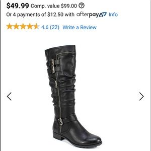 White Mountain wide calf black boots